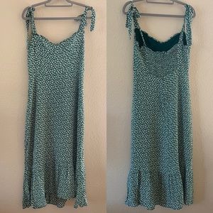 Reformation Green Ruffled Midi Sundress